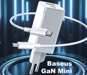 Мережевий зарядний пристрій Baseus GaN2 Q.Charger C+U 45W With Mini Cable Type-C toType-C 60W White