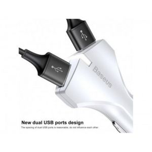 АЗП Baseus Rocket Dual USB 3A QC 3.0 Fast Charge White