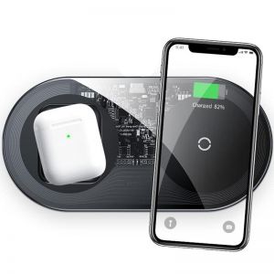 БЗП Baseus Simple 2in1 Wireless Charger 18W Max For Phones+Pods Transparent