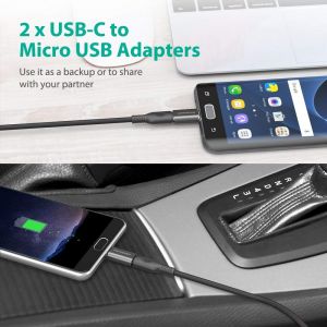 RAVPower USB C Adapter [3 in 1 Pack] USB C to Micro USB, USB C to USB 3.0 Adapter, Data Transfer