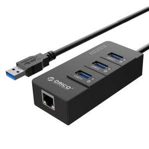 USB-хаб ORICO USB 3.0 3 порта + RJ45 (HR01-U3-V1-BK-BP) CA912742