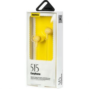 Наушники HF RM-515 Yellow (mic + button call answering) Remax (42266)
