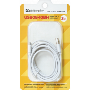 Дата кабель Defender USB08-10BH USB - Micro USB, white, 3m (87468)