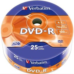Диск DVD-R Verbatim 4.7Gb 16X Spindle Wrap box 25шт (43808) ― 