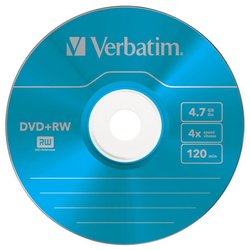 Диск DVD+RW Verbatim 4.7Gb 4x SlimCase 5шт Color (43297)