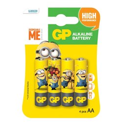 Батарейка GP AA LR6 Alcaline Minions * 4 (GP15AUYOY-2UE4) ― 
