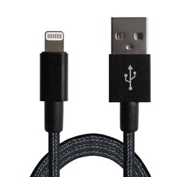 Дата кабель Grand-X USB - Lightning, MFI, Black/Black, 1m (FL01BB) ― 