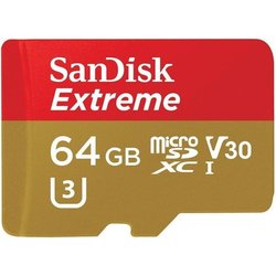 Карта памяти SANDISK 64GB microSD class 10 V30 A1 UHS-I U3 4K Extreme Action (SDSQXAF-064G-GN6AA)