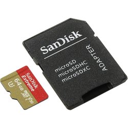 Карта памяти SANDISK 64GB microSD class 10 V30 A1 UHS-I U3 4K Extreme Action (SDSQXAF-064G-GN6AA)