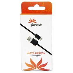 Дата кабель USB Type-C 2A Black 0.5m Florence (RL045076 / DC20-TypeC)