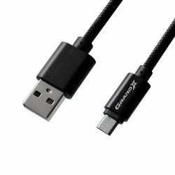 Дата кабель USB 2.0 AM to Micro 5P 1.0m Black/Black Grand-X (FM01BB)