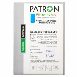 Картридж PATRON HP CLJ CP2025/ CM2320 (PN-304ACR) CYAN Extra (CT-HP-CC531A-C-PN-R)
