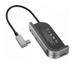 USB-Hub Baseus Bend Angle No.7 Multifunctional Type-C HUB Converter Dark gray (CAHUB-WJ0G)