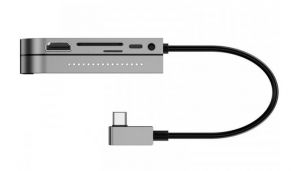 USB-Hub Baseus Bend Angle No.7 Multifunctional Type-C HUB Converter Dark gray