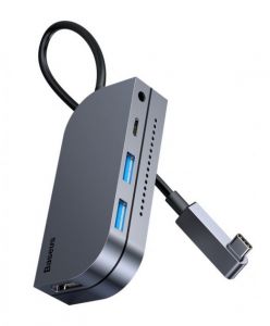 USB-Hub Baseus Bend Angle No.7 Multifunctional Type-C HUB Converter(Upgrade) Space Gray (CAHUB-CWJ0G)