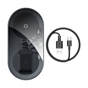 БЗП Baseus Simple 2in1 Wireless Charger 18W Max For Phones+Pods Transparent