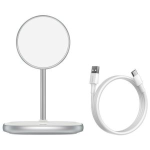 WXSW-02 Baseus Swan Magnetic Desktop Bracket Wireless Charger(suit for IP12) White