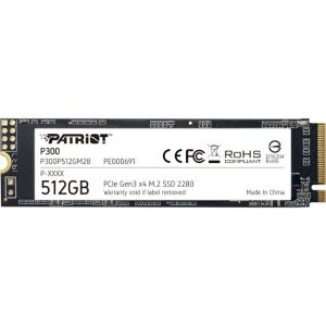 SSD M.2 Patriot P300 512GB NVMe 2280 PCIe 3.0x4 3D NAND TLC