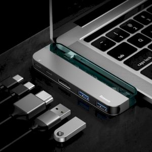 USB-Hub Baseus Transparent Series Type-C Multifunctional HUB Adapter Deep gray