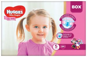 Подгузник Huggies Ultra Comfort 5 Box для девочек (12-22 кг) 84 шт (5029053565668)