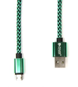 Кабель PowerPlant USB 2.0 AM/Micro B, двусторонний, 1м, зеленый CA910229