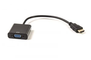 Кабель-переходник PowerPlant HDMI - VGA, 0.15m, позолоченные коннекторы, черный CA910885