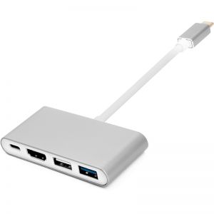 Переходник PowerPlant Type-C (M) - 4*USB 2.0/3.0, HDMI, Type-C (F) CA911707