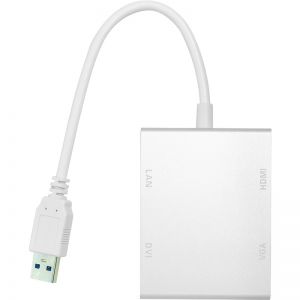 Переходник PowerPlant USB 3.0 - HDMI, DVI, VGA, RJ45 Gigabit Ethernet CA912087