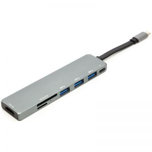 Переходник PowerPlant USB 3.1 Type-C - USB Hub, HDMI, Card Reader (SD, micro SD) CA912094