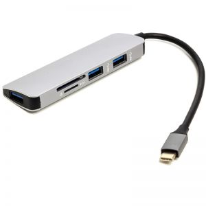 Переходник PowerPlant USB Type-C - 3*USB 3.0 Ports + TF/SD Card Reader CA912100