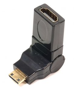 Переходник PowerPlant mini HDMI AM - HDMI AF, 360 градусов KD00AS1300