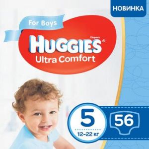 Подгузник Huggies Ultra Comfort 5 Mega для мальчиков (12-22 кг) 56 шт (5029053543635)