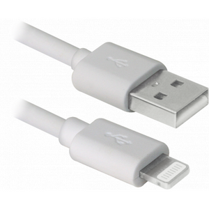 Дата кабель USB 2.0 AM to Lightning 1.0m ACH01-03BH white Defender (87479)