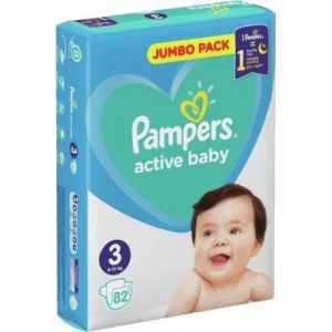 Подгузник Pampers Active Baby Midi Размер 3 (6-10 кг), 82 шт. (8001090948175)