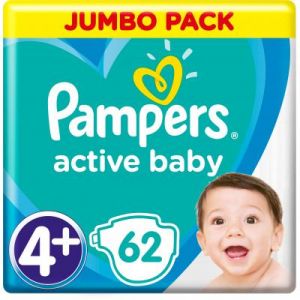 Подгузник Pampers Active Baby Maxi Plus Размер 4+ (10-15 кг), 62 шт. (8001090948335)