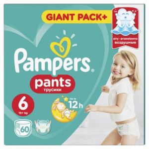 Подгузник Pampers трусики Pants Extra Large Размер 6 (15+ кг), 60 шт (8001090995179)