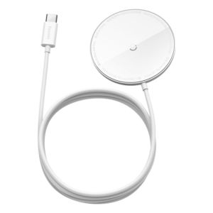 БЗП Baseus Simple Mini Magnetic Wireless Charger For IP12 with Type-C Cable White