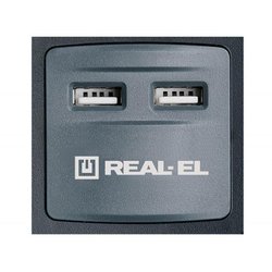 Сетевой фильтр питания REAL-EL RS-8F USB CHARGE 3m, black (EL122300004)