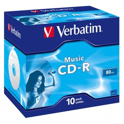 Диск CD-R Verbatim 700Mb 16x Jewel Case 10 Pack Music (43365)