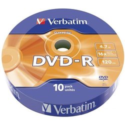 Диск DVD-R Verbatim 4.7Gb 16X Spindle Wrap box 10шт DATA LIFE (43839)