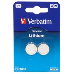 Батарейка Verbatim CR 2016 Lithium 3V * 2 (49934) ― 