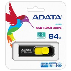 USB флеш накопитель A-DATA 64GB UV128 Black-Yellow USB 3.0 (AUV128-64G-RBY)