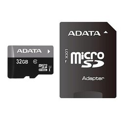 Карта памяти A-DATA 32Gb microSDHC Ultra UHS-I +SD адаптер Class 10 (AUSDH32GUICL10-RA1) ― 