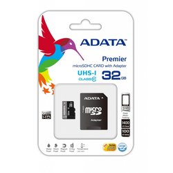 Карта памяти A-DATA 32Gb microSDHC Ultra UHS-I +SD адаптер Class 10 (AUSDH32GUICL10-RA1)
