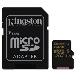Карта памяти Kingston 64GB microSDXC class 10 UHS-I U3 4K (SDCG/64GB) ― 
