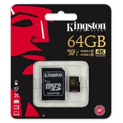 Карта памяти Kingston 64GB microSDXC class 10 UHS-I U3 4K (SDCG/64GB)