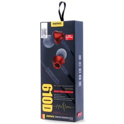 Наушники HF RM-610D Red (metal + volume control + mic + button call a Remax (37147)