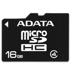Карта памяти A-DATA 16GB microSDHC Class 4 (AUSDH16GCL4-RA1)