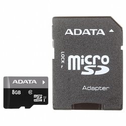 Карта памяти A-DATA 8GB microSD class 10 (AUSDH8GUICL10-RA1)
