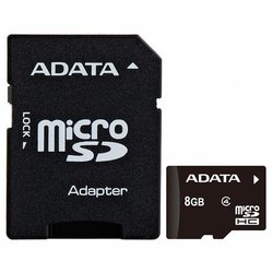 Карта памяти A-DATA 8GB microSD class 4 (AUSDH8GCL4-RA1)